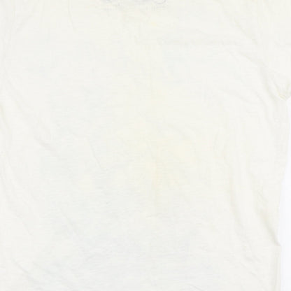 footasylum Womens Ivory Cotton Basic T-Shirt Size M Round Neck - Sail Boat