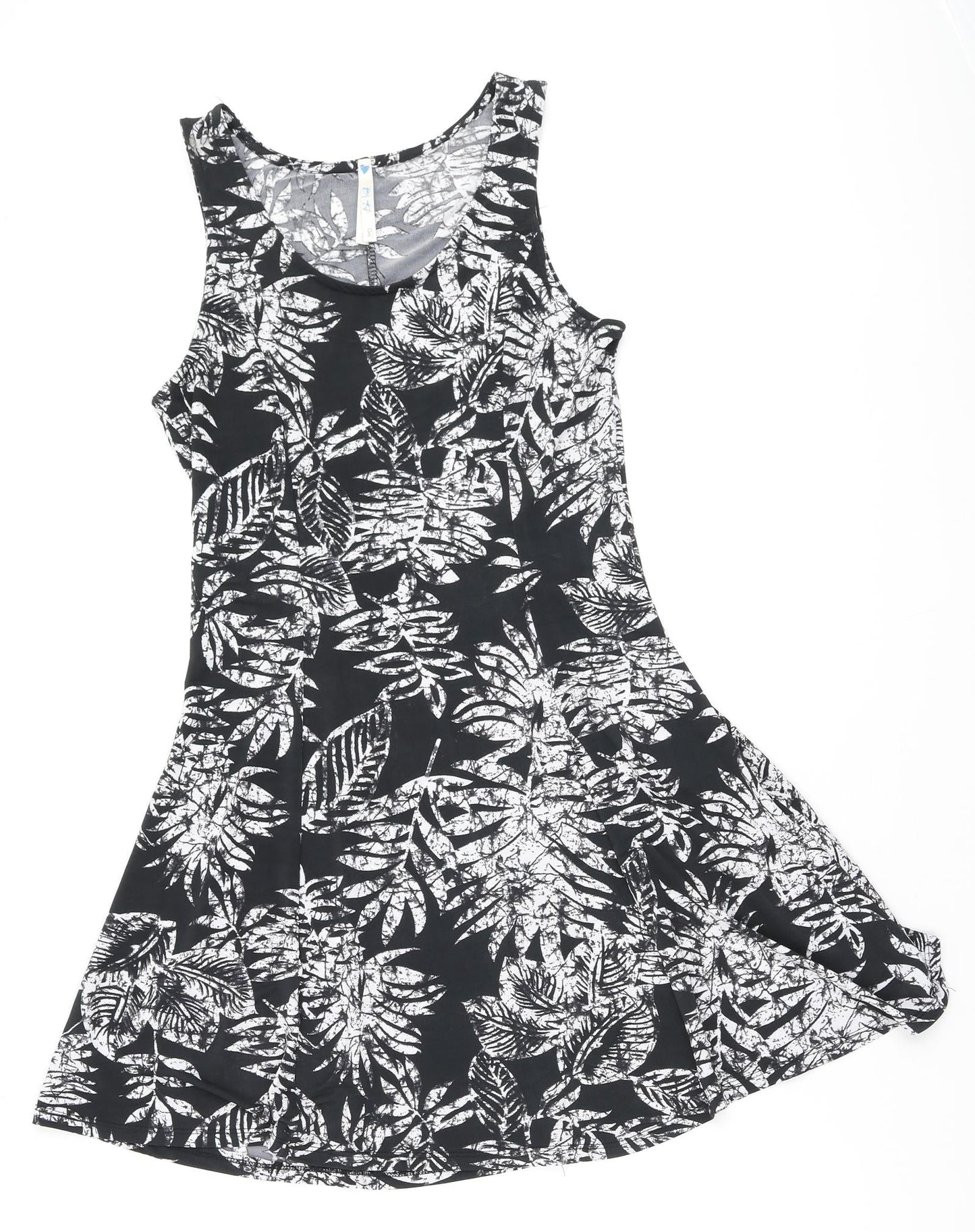 Blue Vanilla Womens Black Camouflage Polyester Fit & Flare Size 10 Round Neck