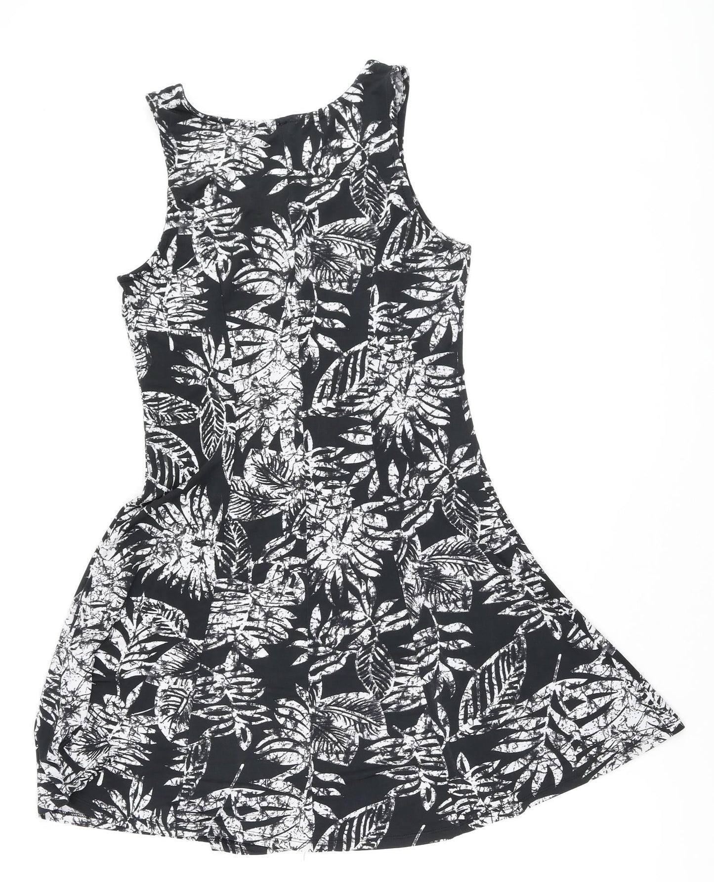 Blue Vanilla Womens Black Camouflage Polyester Fit & Flare Size 10 Round Neck