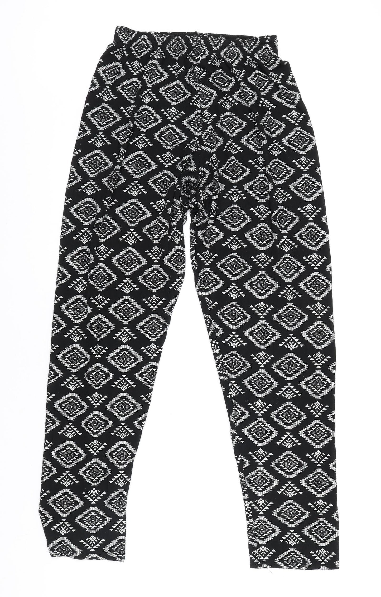 Womens UK Size S Preworn  Cropped Black Leggings