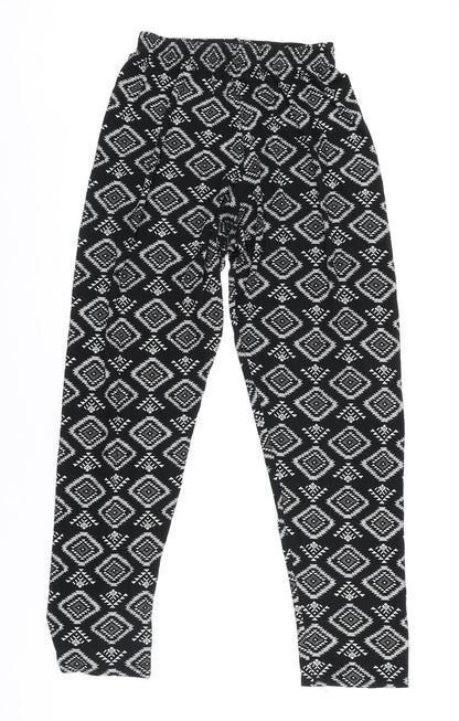 Womens UK Size S Preworn  Cropped Black Leggings