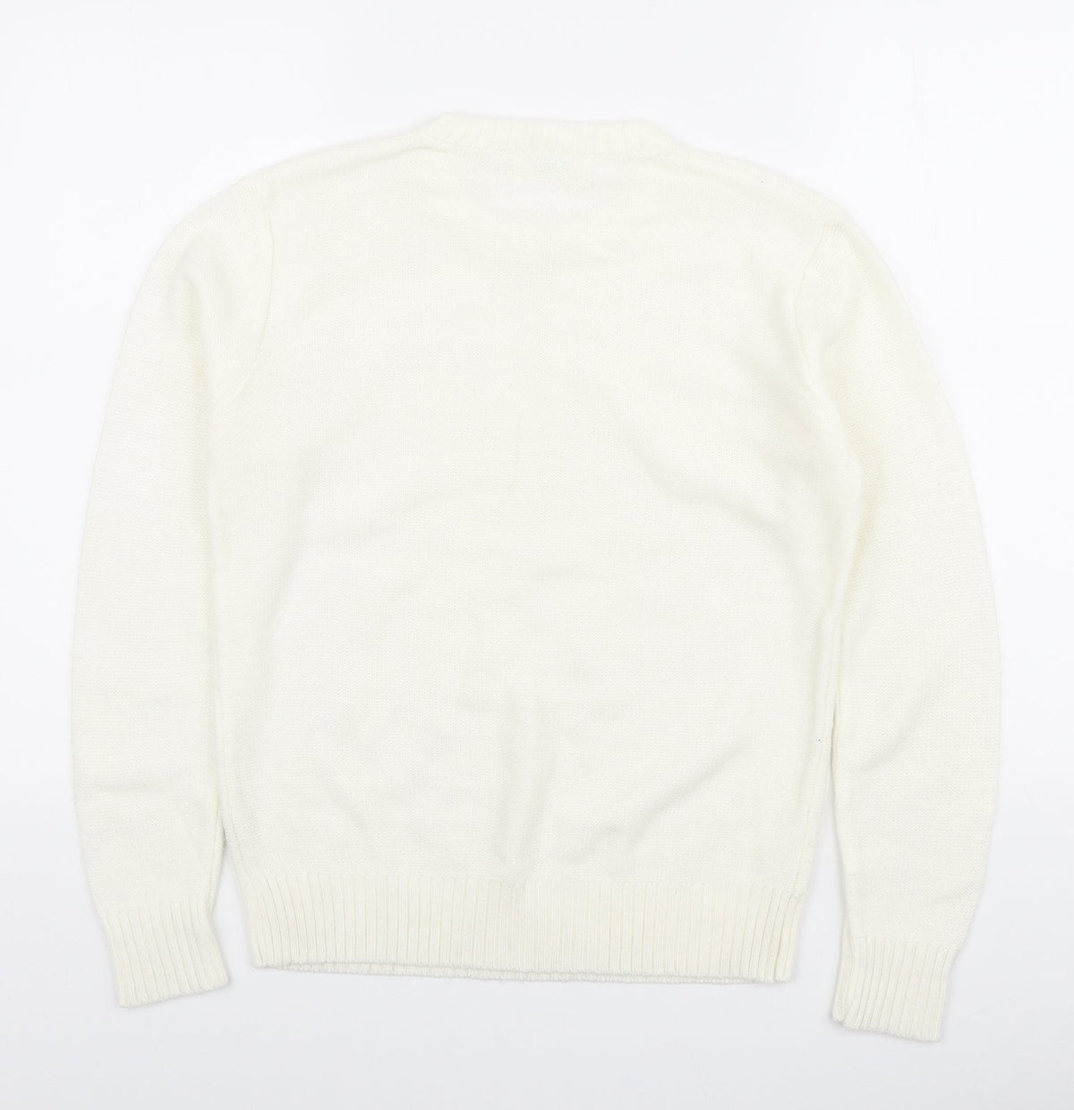 Jonathan Miller Womens Ivory Round Neck Acrylic Pullover Jumper Size M