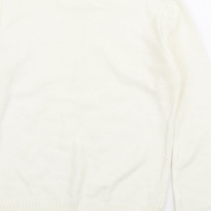 Jonathan Miller Womens Ivory Round Neck Acrylic Pullover Jumper Size M