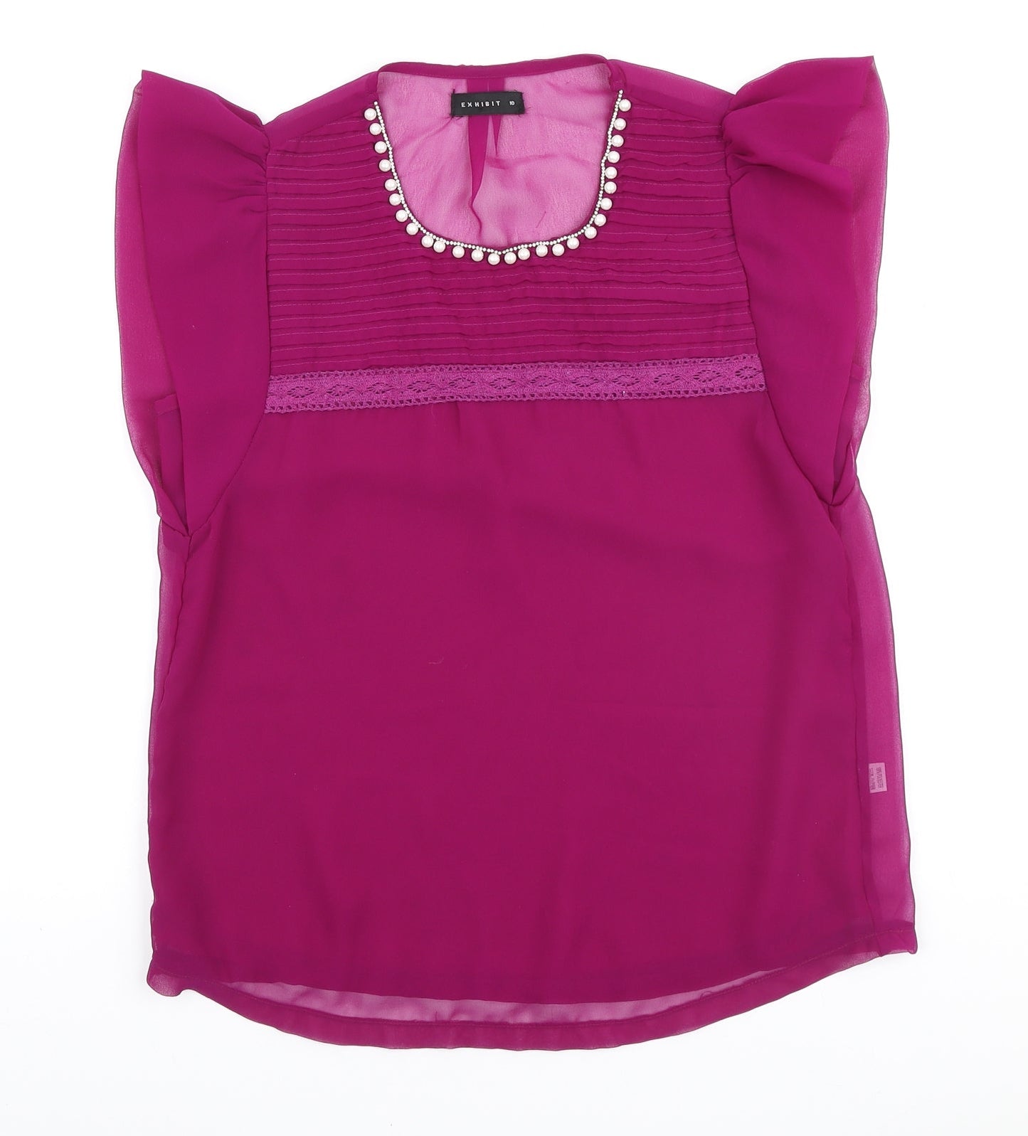 Womens UK Size 10 Exhibit Purple Basic Blouse