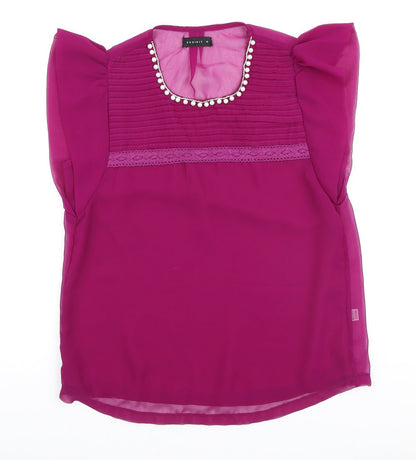 Womens UK Size 10 Exhibit Purple Basic Blouse