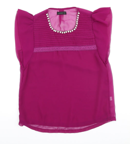 Womens UK Size 10 Exhibit Purple Basic Blouse