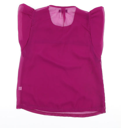Womens UK Size 10 Exhibit Purple Basic Blouse