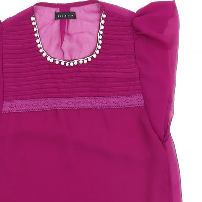 Womens UK Size 10 Exhibit Purple Basic Blouse