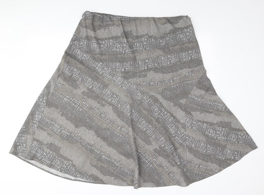 Bonmarché Womens Grey Geometric Polyester Skater Skirt Size 20