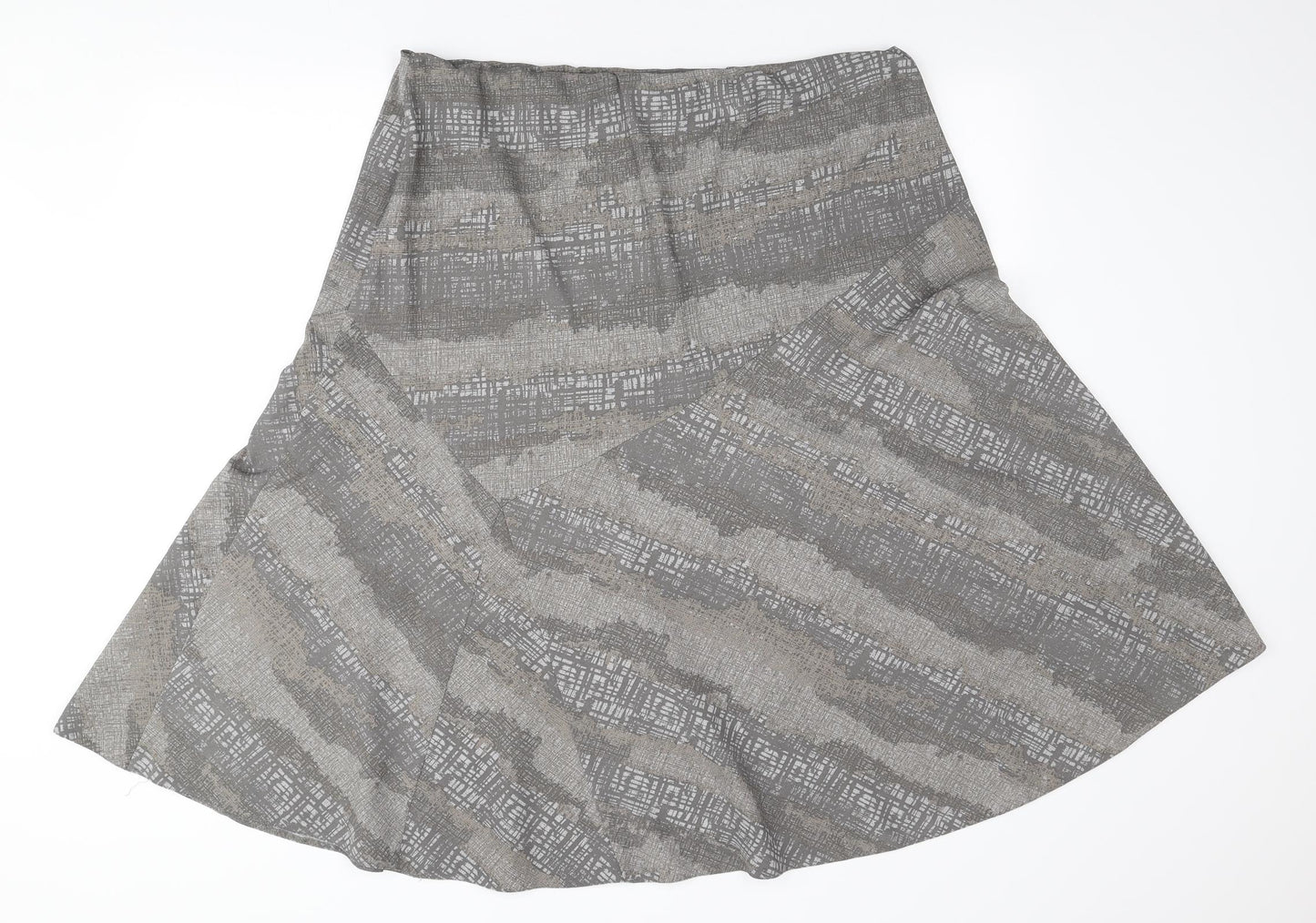 Bonmarché Womens Grey Geometric Polyester Skater Skirt Size 20