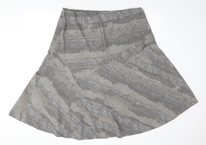 Bonmarché Womens Grey Geometric Polyester Skater Skirt Size 20