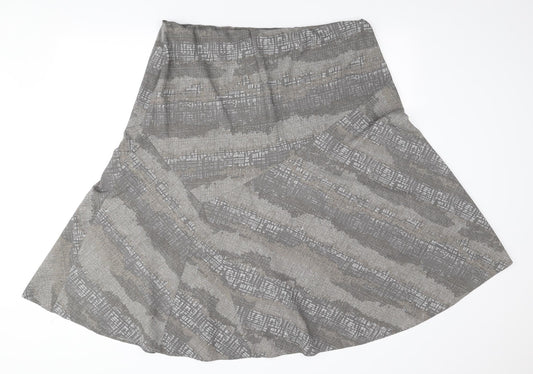 Bonmarché Womens Grey Geometric Polyester Skater Skirt Size 20