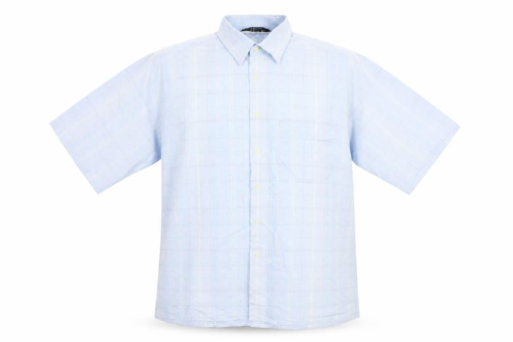 Mens UK Size L St Michaels Blue  Button-Up Short Sleeve Casual Shirt