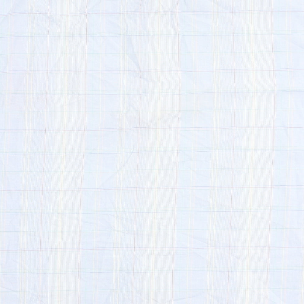 St Michaels Mens Blue Plaid Cotton Button-Up Size L Collared Button