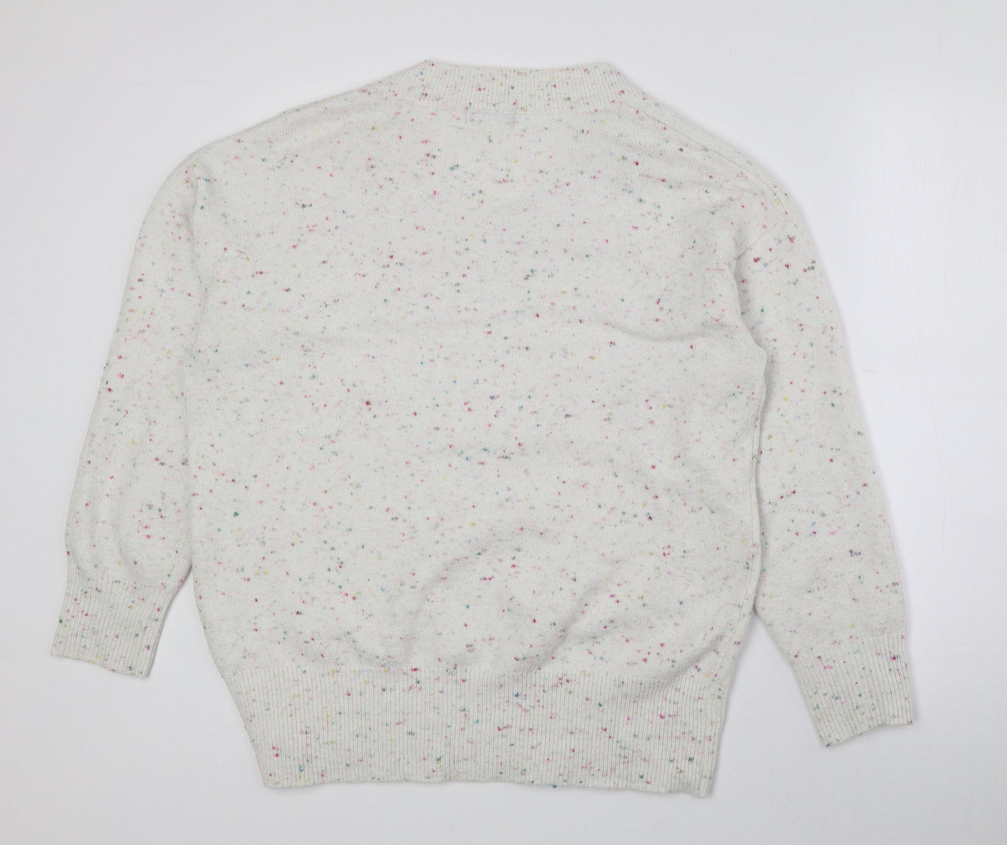 F&F Mens Multicoloured V-Neck Geometric Polyester Pullover Jumper Size L