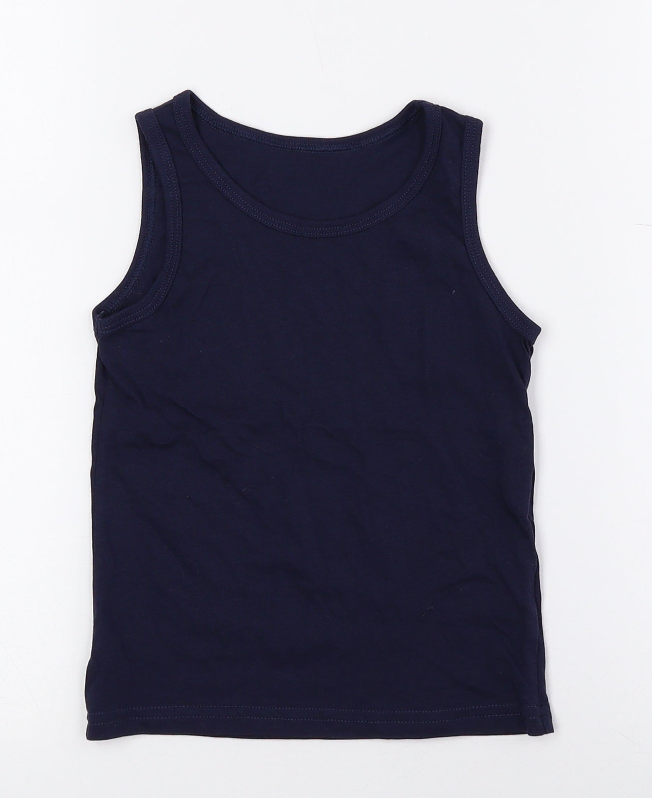 George Boys Blue 100% Cotton Basic Tank Size 3-4 Years Crew Neck Pullover
