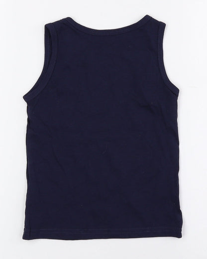 George Boys Blue 100% Cotton Basic Tank Size 3-4 Years Crew Neck Pullover