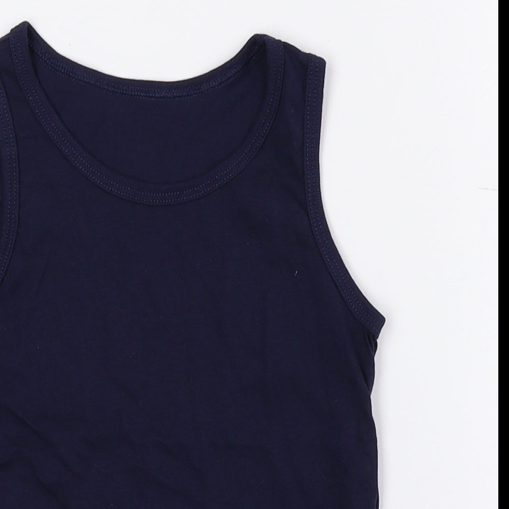 George Boys Blue 100% Cotton Basic Tank Size 3-4 Years Crew Neck Pullover