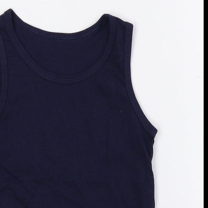 George Boys Blue 100% Cotton Basic Tank Size 3-4 Years Crew Neck Pullover