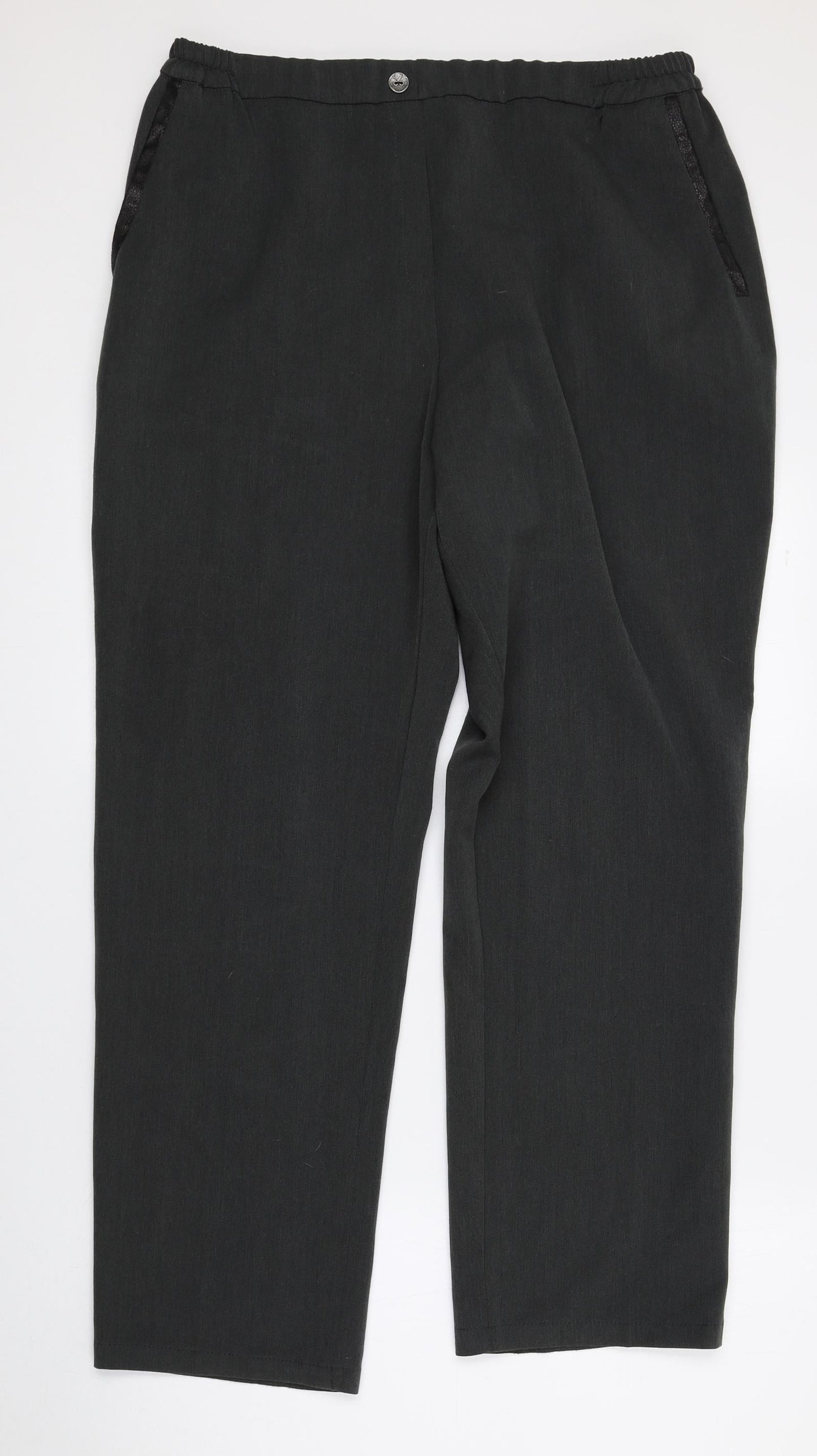 Womens UK Size 18 Afibel Regular Fit Dress Pants Green Trousers