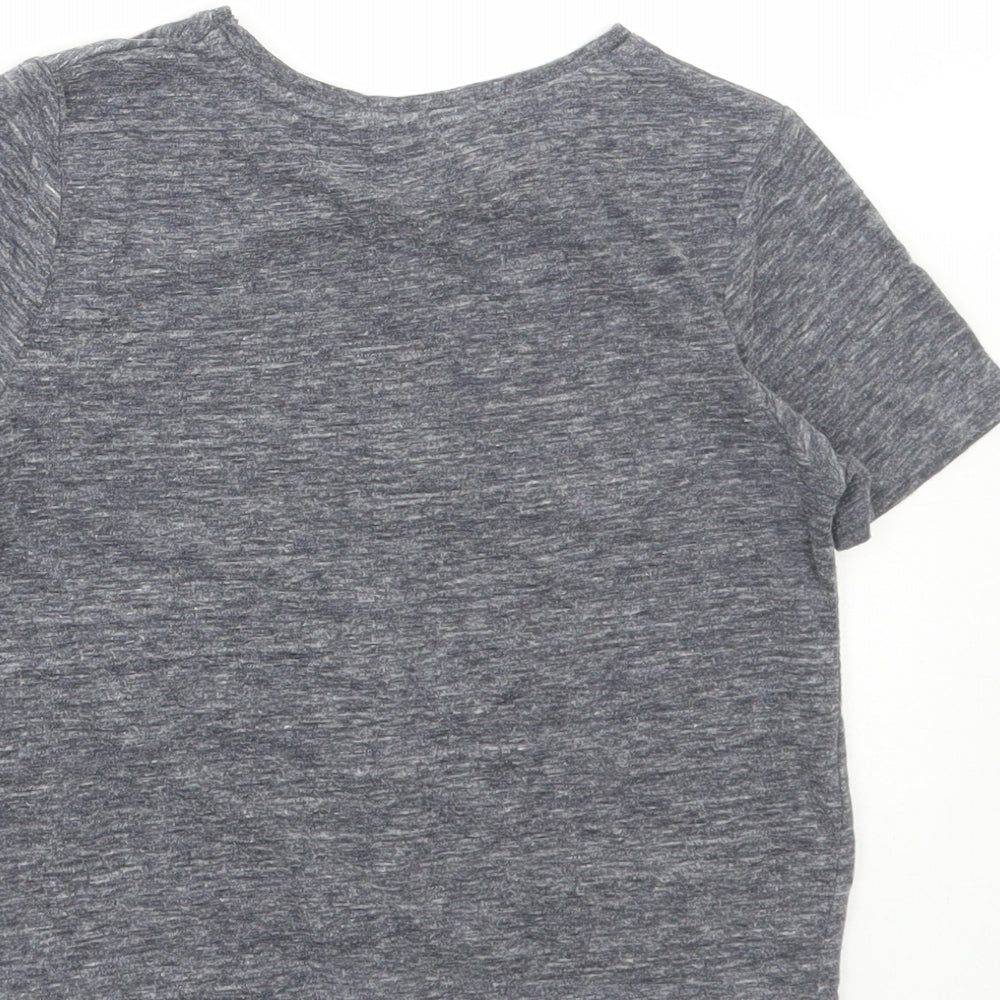 Matalan Girls Grey Floral Cotton Cropped T-Shirt Size 9 Years Round Neck Pullover - Bronx