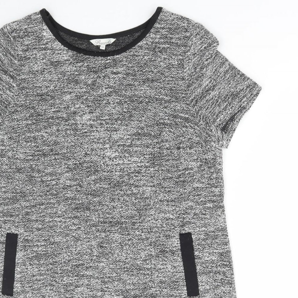 Peacocks Womens Grey Polyester Jumper Dress Size 14 Round Neck Pullover