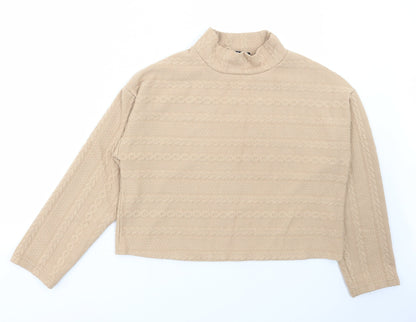 New Look Womens Beige Geometric Polyester Pullover Sweatshirt Size L Pullover