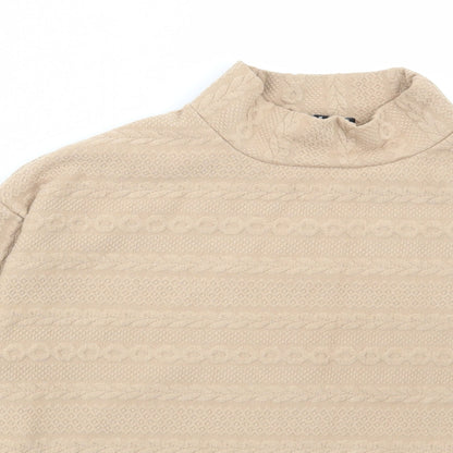 New Look Womens Beige Geometric Polyester Pullover Sweatshirt Size L Pullover