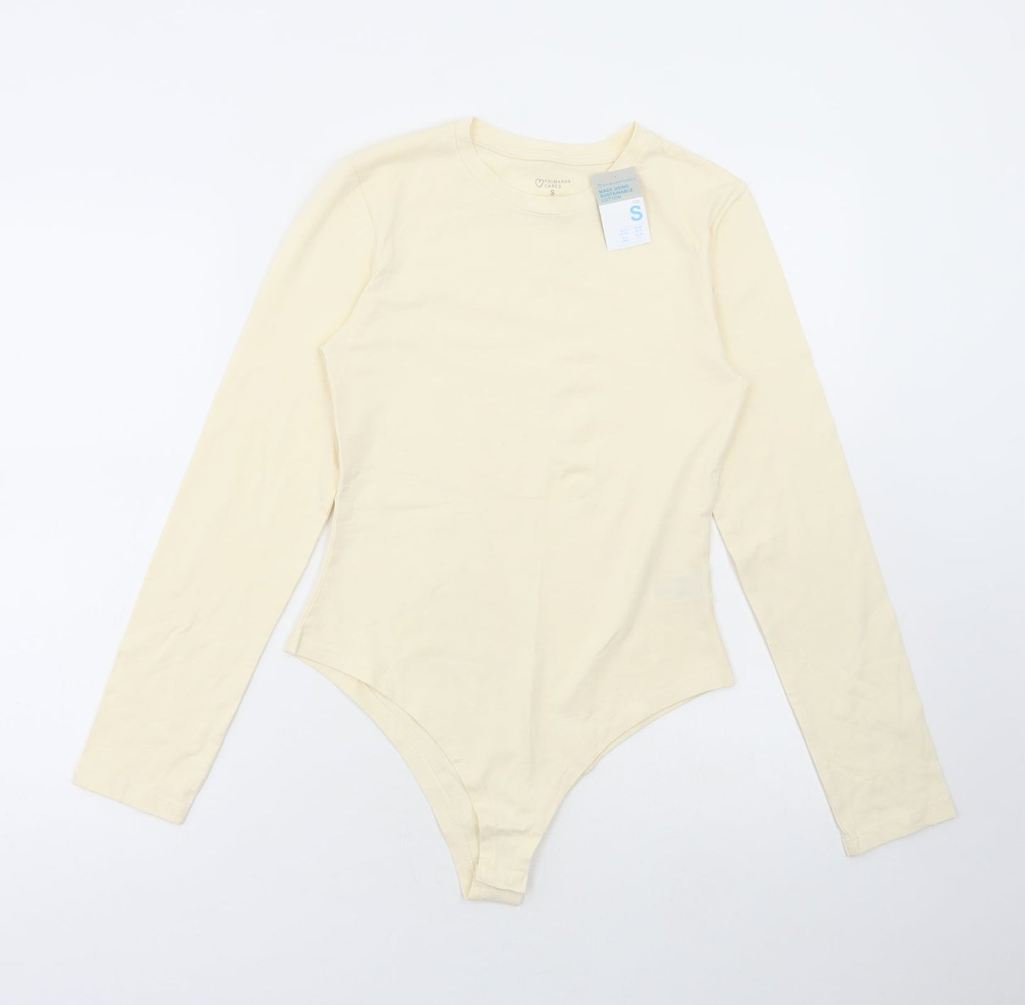 Primark Womens Ivory Cotton Bodysuit One-Piece Size S Snap