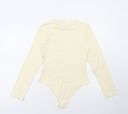 Primark Womens Ivory Cotton Bodysuit One-Piece Size S Snap