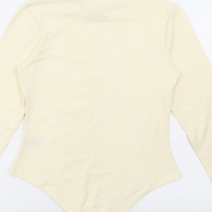 Primark Womens Ivory Cotton Bodysuit One-Piece Size S Snap