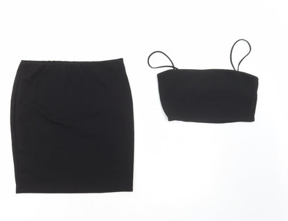 Boohoo Womens Black Polyester Skirt/ Skort Set Outfit/Set Size 6 Pullover