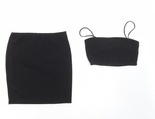 Boohoo Womens Black Polyester Skirt/ Skort Set Outfit/Set Size 6 Pullover