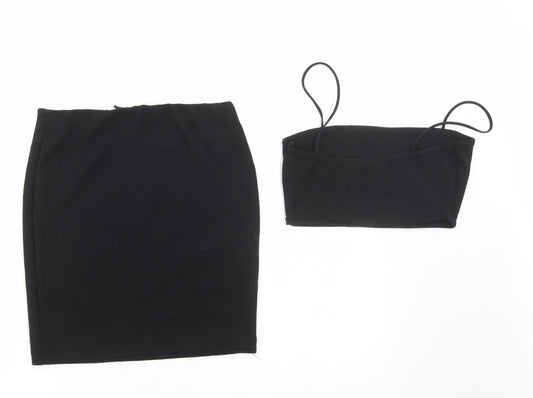 Boohoo Womens Black Polyester Skirt/ Skort Set Outfit/Set Size 6 Pullover