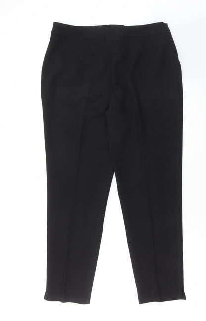 F&F Womens Black Polyester Trousers Size 14 L36 in Regular Hook & Eye