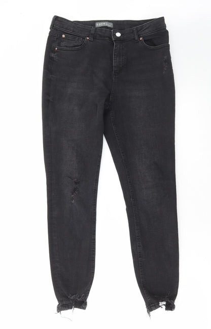 Denim & Co. Womens Black Cotton Skinny Jeans Size 14 L28 in Regular Zip