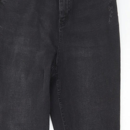 Denim & Co. Womens Black Cotton Skinny Jeans Size 14 L28 in Regular Zip