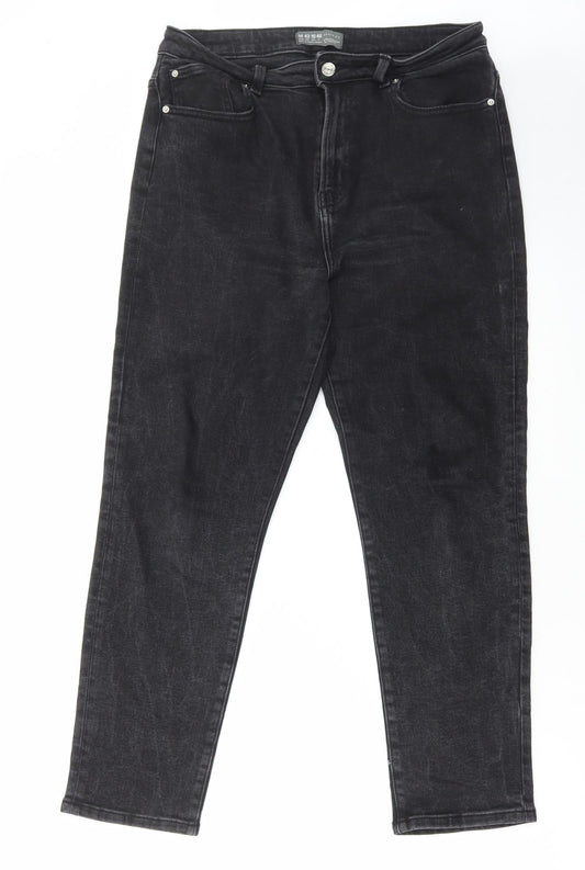 Denim & Co. Womens Black Cotton Skinny Jeans Size 14 L27 in Regular Zip