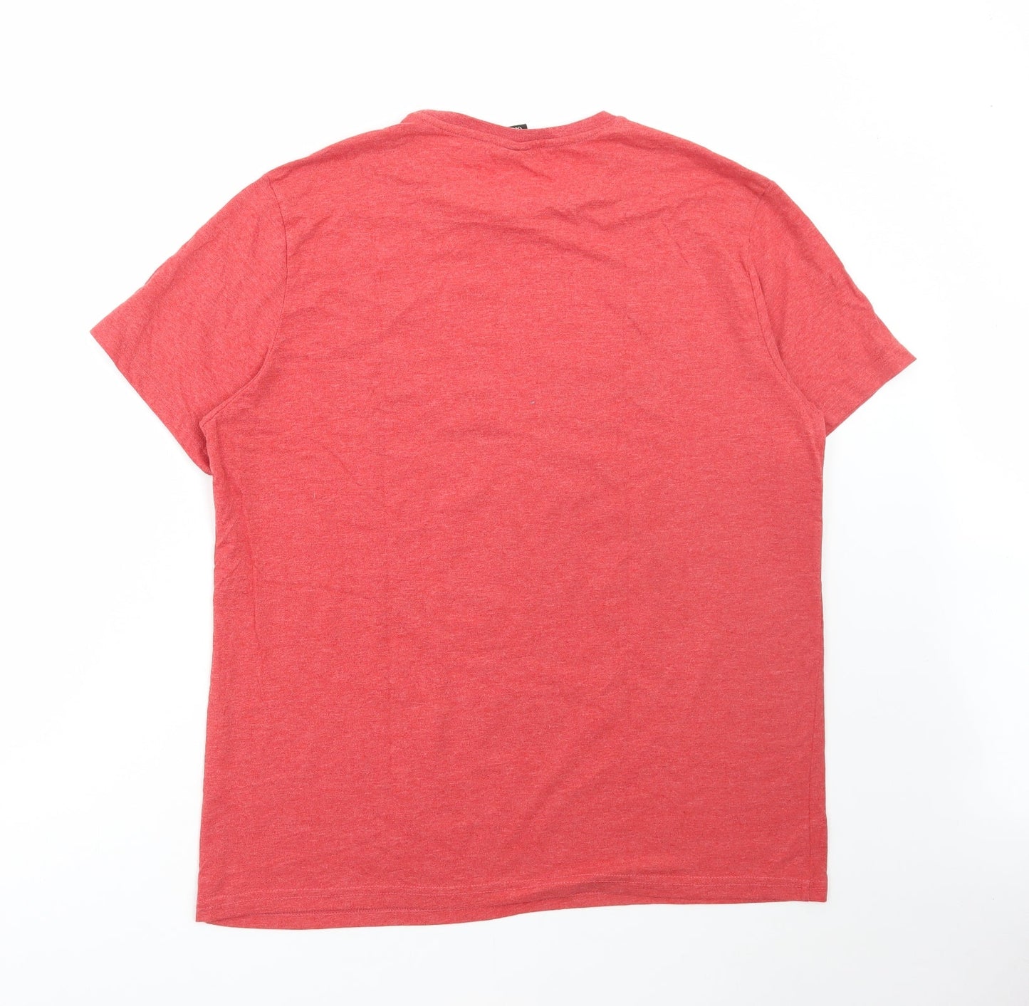 George Mens Red Polyester T-Shirt Size XL Round Neck - Star Wars Christmas