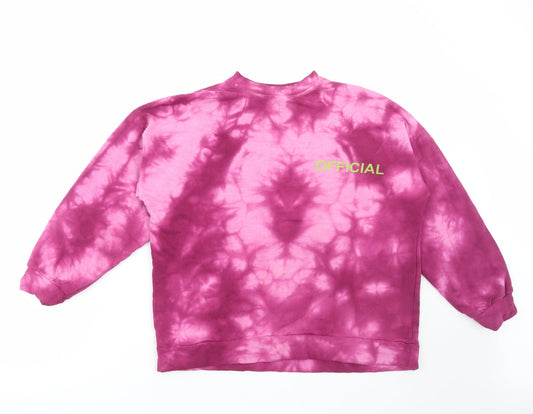 Boohoo Womens Pink Round Neck Cotton Pullover Jumper Size S - Official