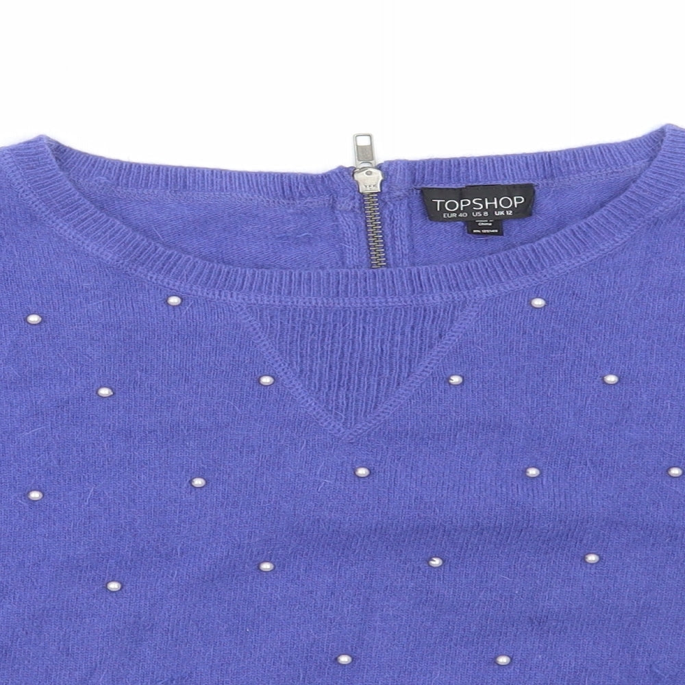 Womens UK Size 12 Topshop Blue Pullover Jumper