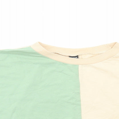 SheIn Womens Multicoloured Colourblock Cotton Cropped T-Shirt Size M Round Neck