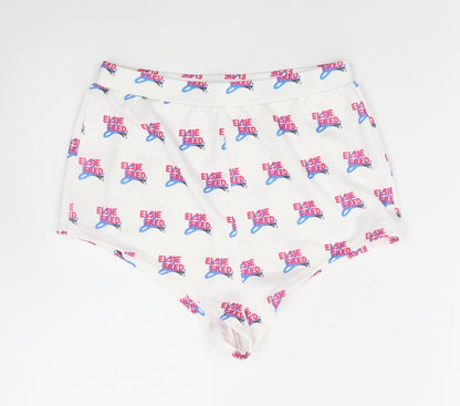 Elsie & Fred Womens White Geometric Polyester Hot Pants Shorts Size S Regular Pull On
