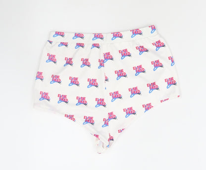 Elsie & Fred Womens White Geometric Polyester Hot Pants Shorts Size S Regular Pull On