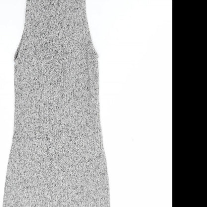 New Look Womens Grey Viscose Bodycon Size 8 Round Neck Zip