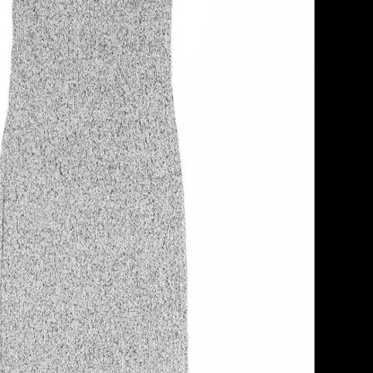 New Look Womens Grey Viscose Bodycon Size 8 Round Neck Zip