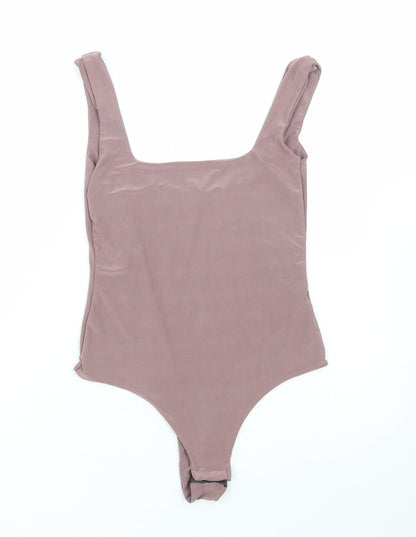 PRETTYLITTLETHING Womens Brown Polyester Bodysuit One-Piece Size 8 Snap