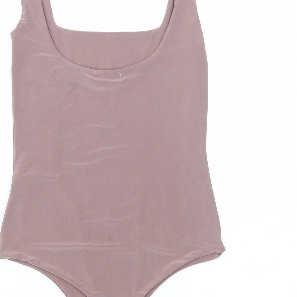 PRETTYLITTLETHING Womens Brown Polyester Bodysuit One-Piece Size 8 Snap