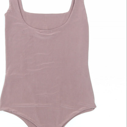 PRETTYLITTLETHING Womens Brown Polyester Bodysuit One-Piece Size 8 Snap