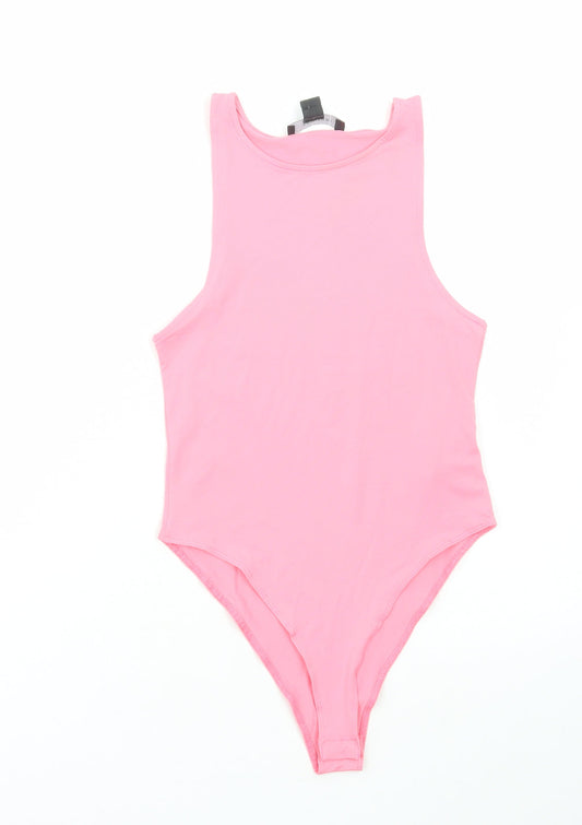 Primark Womens Pink Polyamide Bodysuit One-Piece Size XS Snap